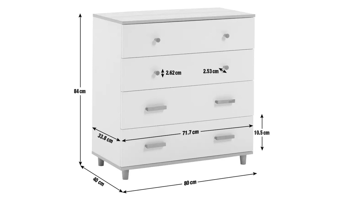 Assembled Habitat Melby 4 Chest of Drawers - White and Acacia